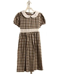 EDGEHILL COLLECTION BROWN GINGHAM DRESS