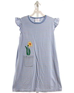 LITTLE ENGLISH  BLUE  STRIPED APPLIQUED KNIT DRESS