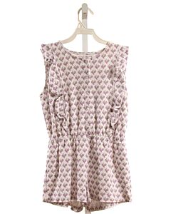 LILA + HAYES  PURPLE  PRINT  KNIT ROMPER WITH RUFFLE