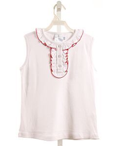 LITTLE ENGLISH  WHITE KNIT   SLEEVELESS SHIRT WITH PICOT STITCHING