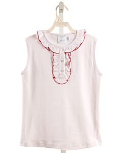 LITTLE ENGLISH  WHITE KNIT   SLEEVELESS SHIRT WITH PICOT STITCHING