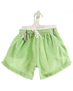 NO TAG  GREEN SEERSUCKER STRIPED  SWIM TRUNKS