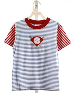 LITTLE ENGLISH BLUE STRIPED APPLIQUED KNIT SS SHIRT