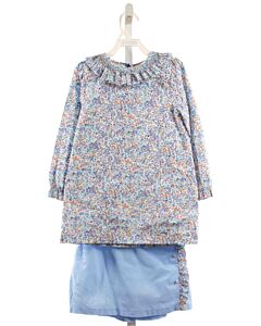 THE OAKS APPAREL   BLUE  FLORAL  2-PIECE OUTFIT WITH RUFFLE