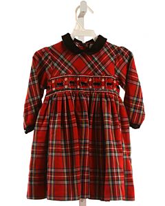 SARAH LOUISE  RED  PLAID SMOCKED DRESS