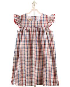 THE BEAUFORT BONNET COMPANY  MULTI-COLOR SEERSUCKER PLAID  DRESS WITH RIC RAC
