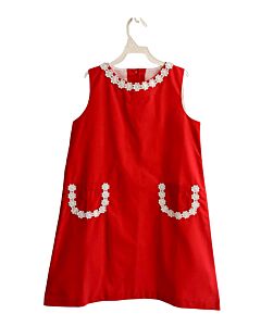 THE BEAUFORT BONNET COMPANY  RED    DRESS WITH LACE TRIM