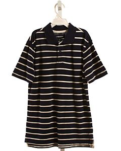 NORDSTROM  NAVY PIQUE STRIPED  KNIT SS SHIRT