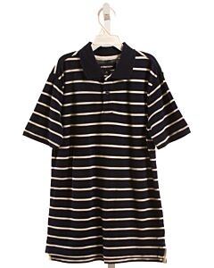 NORDSTROM  NAVY PIQUE STRIPED  KNIT SS SHIRT
