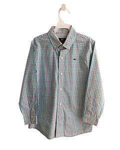 VINEYARD VINES  AQUA  PLAID  DRESS SHIRT