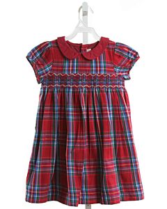 JOJO MAMAN BEBE  MAROON  PLAID SMOCKED DRESS