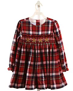 BELLA BLISS  RED  PLAID SMOCKED DRESS