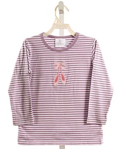 LITTLE ENGLISH  LAVENDER  STRIPED APPLIQUED KNIT LS SHIRT