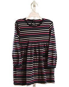 JOJO MAMAN BEBE  NAVY  STRIPED  KNIT DRESS WITH PICOT STITCHING