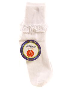 JEFFERIES SOCKS  WHITE    SOCKS WITH EYELET TRIM
