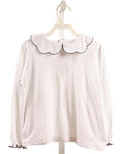 THE BEAUFORT BONNET COMPANY  NAVY  POLKA DOT  KNIT LS SHIRT WITH PICOT STITCHING