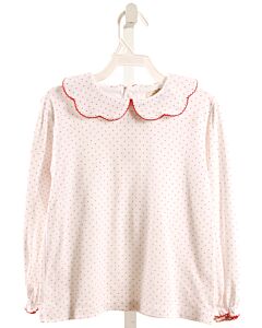 THE BEAUFORT BONNET COMPANY  RED  POLKA DOT  KNIT LS SHIRT WITH PICOT STITCHING