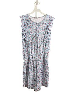 EYELET & IVY  BLUE KNIT FLORAL  KNIT ROMPER WITH RUFFLE