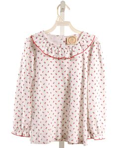 THE BEAUFORT BONNET COMPANY  RED  FLORAL  KNIT LS SHIRT WITH PICOT STITCHING