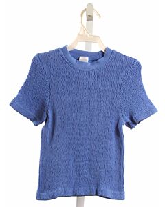 SUZETTE COLLECTION  BLUE   SMOCKED KNIT SS SHIRT
