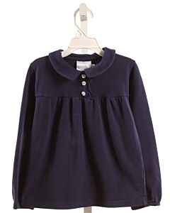 LITTLE ENGLISH  BLUE    KNIT LS SHIRT WITH RUFFLE