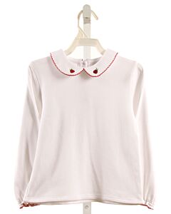 FLORENCE EISEMAN  WHITE    KNIT LS SHIRT WITH PICOT STITCHING