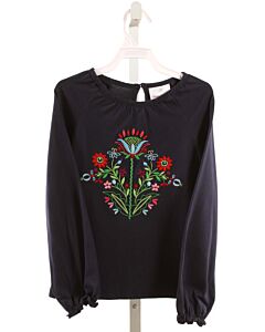 HANNA ANDERSSON  NAVY  FLORAL EMBROIDERED KNIT LS SHIRT