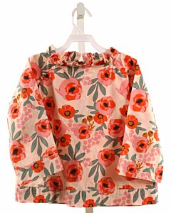 PETIT PEONY  RED  FLORAL  SHIRT-LS WITH RUFFLE