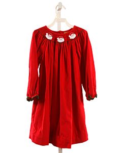 CLASSIC WHIMSY  RED CORDUROY  SMOCKED DRESS