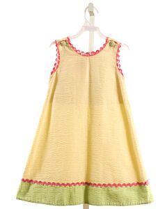 CLAIRE AND CHARLIE  YELLOW SEERSUCKER STRIPED  DRESS WITH RIC RAC