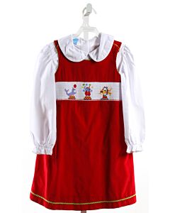 ANAVINI  RED CORDUROY  SMOCKED DRESS