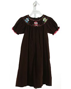 KELLY'S KIDS  BROWN CORDUROY  SMOCKED DRESS