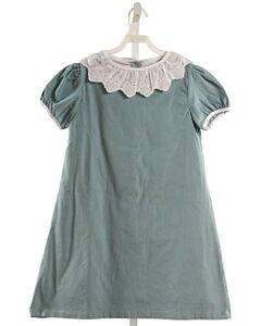 THE OAKS APPAREL   BLUE CORDUROY   DRESS WITH EYELET TRIM
