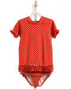 RUFFLE BUTTS  RED  POLKA DOT  2-PIECE SWIMSUIT WITH RUFFLE