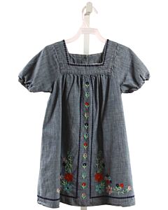 CREWCUTS  CHAMBRAY  FLORAL EMBROIDERED DRESS