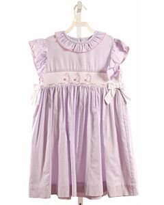 SOUTHERN SUNSHINE KIDS  LAVENDER  MICROCHECK SMOCKED DRESS WITH PICOT STITCHING