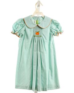 CLASSIC WHIMSY  MINT  GINGHAM SMOCKED DRESS WITH PICOT STITCHING