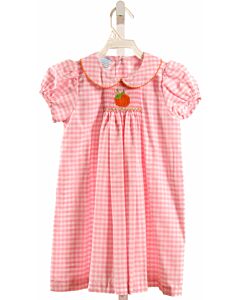 SOUTHERN SUNSHINE KIDS  PINK  GINGHAM SMOCKED DRESS WITH PICOT STITCHING