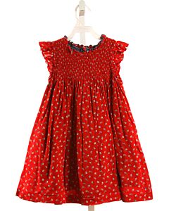 PINK CHICKEN  RED  FLORAL SMOCKED DRESS