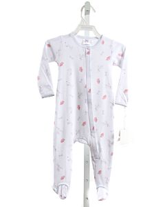 LAVENDER BOW  WHITE  PRINT  LAYETTE WITH PICOT STITCHING