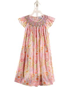 ORIENT EXPRESSED  MULTI-COLOR  PAISLEY SMOCKED DRESS