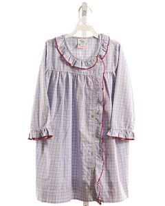 SHRIMP & GRITS  LT BLUE  PLAID  DRESS WITH PICOT STITCHING