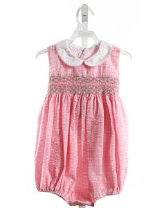 ALICE KATHLEEN  PINK SEERSUCKER GINGHAM SMOCKED BUBBLE