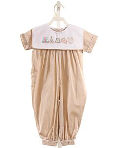 SOUTHERN SMOCKED COMPANY  BROWN  GINGHAM EMBROIDERED ROMPER