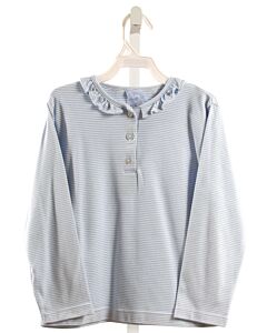 BELLA BLISS  LT BLUE  STRIPED  KNIT LS SHIRT WITH RUFFLE