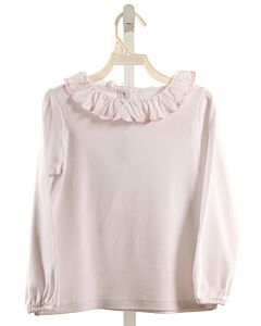 LITTLE ENGLISH  WHITE    KNIT LS SHIRT WITH RUFFLE