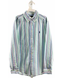 RALPH LAUREN  BLUE SEERSUCKER STRIPED  DRESS SHIRT