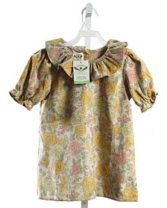 THE OAKS APPAREL   MUSTARD CORDUROY FLORAL  SHIRT-SS WITH RUFFLE