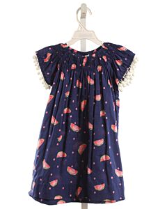 BUSY BEES  NAVY  PRINT SMOCKED DRESS