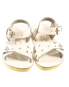 SUN SANS/ SALTWATER SANDALS WHITE SANDALS  *EUC SIZE TODDLER 5